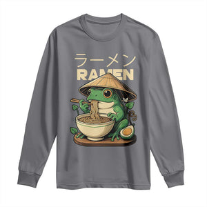Frog Eating Ramen Long Sleeve Shirt Funny Japanese Food Lover Anime TS12 Charcoal Print Your Wear