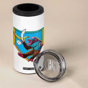 Funny Monkey Playing Baseball With Banana 4 in 1 Can Cooler Tumbler Sport Humor Gift TS12 Print Your Wear