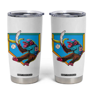 Funny Monkey Playing Baseball With Banana Tumbler Cup Sport Humor Gift TS12 White Print Your Wear