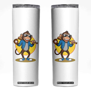 Funny Baseball Skinny Tumbler Monkey Playing Baseball Sport Humor Gift TS12 White Print Your Wear