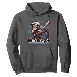 Funny Chimpanzee Swinging Bat Baseball Hoodie Sport Humor Gift TS12 Dark Heather Print Your Wear