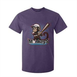 Funny Chimpanzee Swinging Bat Baseball T Shirt For Kid Sport Humor Gift TS12 Purple Print Your Wear