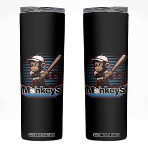 Funny Chimpanzee Swinging Bat Baseball Skinny Tumbler Sport Humor Gift TS12 Black Print Your Wear