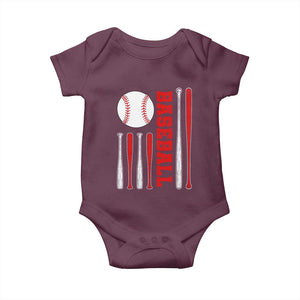 Patriotic Baseball American Flag Baby Onesie Sports Lover Gift TS12 Maroon Print Your Wear