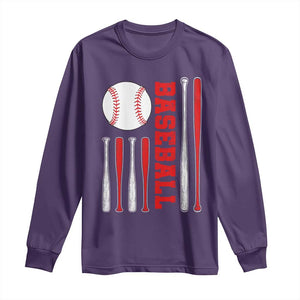 Patriotic Baseball American Flag Long Sleeve Shirt Sports Lover Gift TS12 Purple Print Your Wear