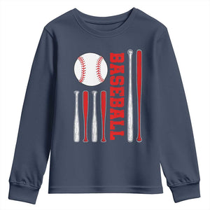 Patriotic Baseball American Flag Youth Sweatshirt Sports Lover Gift TS12 Navy Print Your Wear