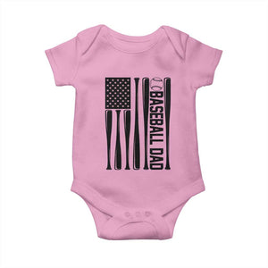 Baseball Dad Patriotic Baby Onesie USA American Flag Gift TS12 Light Pink Print Your Wear