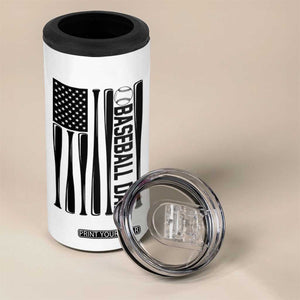 Baseball Dad Patriotic 4 in 1 Can Cooler Tumbler USA American Flag Gift TS12 Print Your Wear