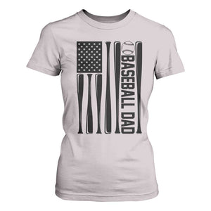 Baseball Dad Patriotic T Shirt For Women USA American Flag Gift TS12 Ice Gray Print Your Wear