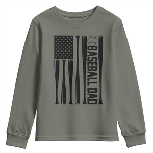 Baseball Dad Patriotic Youth Sweatshirt USA American Flag Gift TS12 Military Green Print Your Wear
