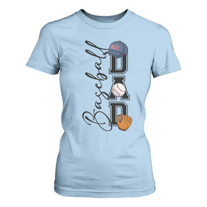 Baseball Dad T Shirt For Women Funny Sports Papa Life Lover TS12 Light Blue Print Your Wear