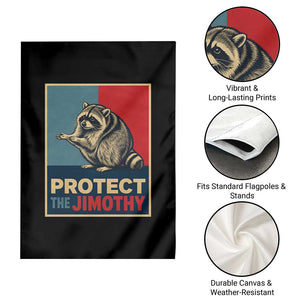 Protect The Jimothy Garden Flag Funny Retro Trash Panda Animal Lover Meme