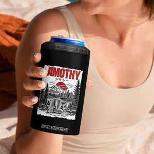 Jimothy The Raccoon 4 in 1 Can Cooler Tumbler Seattle Skyline Mount Rainier Japanese Retro Vintage Art