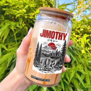 Jimothy The Raccoon Glass Can Seattle Skyline Mount Rainier Japanese Retro Vintage Art