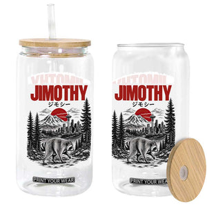 Jimothy The Raccoon Glass Can Seattle Skyline Mount Rainier Japanese Retro Vintage Art