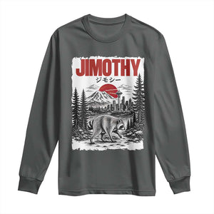 Jimothy The Raccoon Long Sleeve Shirt Seattle Skyline Mount Rainier Japanese Retro Vintage Art