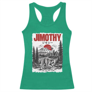 Jimothy The Raccoon Racerback Tank Top Seattle Skyline Mount Rainier Japanese Retro Vintage Art