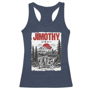 Jimothy The Raccoon Racerback Tank Top Seattle Skyline Mount Rainier Japanese Retro Vintage Art