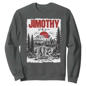 Jimothy The Raccoon Sweatshirt Seattle Skyline Mount Rainier Japanese Retro Vintage Art