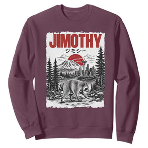 Jimothy The Raccoon Sweatshirt Seattle Skyline Mount Rainier Japanese Retro Vintage Art