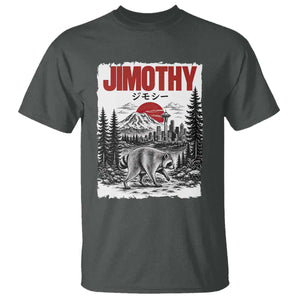 Jimothy The Raccoon T Shirt Seattle Skyline Mount Rainier Japanese Retro Vintage Art