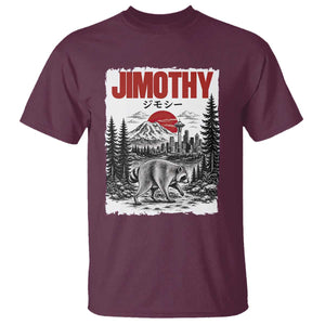 Jimothy The Raccoon T Shirt Seattle Skyline Mount Rainier Japanese Retro Vintage Art