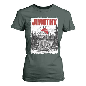 Jimothy The Raccoon T Shirt For Women Seattle Skyline Mount Rainier Japanese Retro Vintage Art