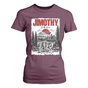 Jimothy The Raccoon T Shirt For Women Seattle Skyline Mount Rainier Japanese Retro Vintage Art