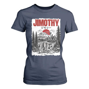 Jimothy The Raccoon T Shirt For Women Seattle Skyline Mount Rainier Japanese Retro Vintage Art
