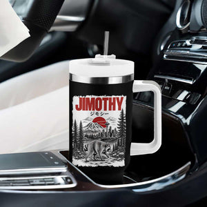 Jimothy The Raccoon Tumbler With Handle Seattle Skyline Mount Rainier Japanese Retro Vintage Art
