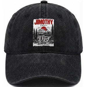 Jimothy The Raccoon Washed Cotton Baseball Cap Seattle Skyline Mount Rainier Japanese Retro Vintage Art