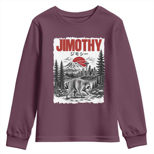 Jimothy The Raccoon Youth Sweatshirt Seattle Skyline Mount Rainier Japanese Retro Vintage Art