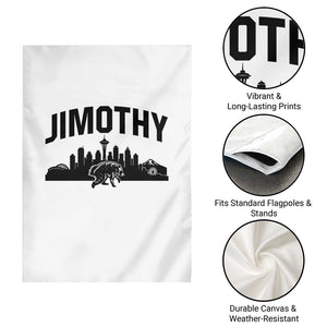 Jimothy The Raccoon Garden Flag Seattle Space Needle Mount Rainier Landscape Art
