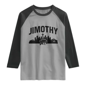 Jimothy The Raccoon Raglan Shirt Seattle Space Needle Mount Rainier Landscape Art