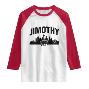 Jimothy The Raccoon Raglan Shirt Seattle Space Needle Mount Rainier Landscape Art