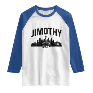 Jimothy The Raccoon Raglan Shirt Seattle Space Needle Mount Rainier Landscape Art