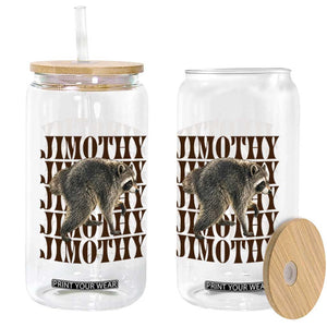 Jimothy The Raccoon Glass Can Vintage Trash Panda Animal Lover Gift