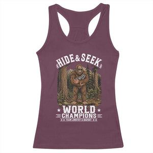 Bigfoot Jimothy The Raccoon Cryptid Animal Friendship Racerback Tank Top Hide And Seek World Champions