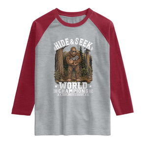 Bigfoot Jimothy The Raccoon Cryptid Animal Friendship Raglan Shirt Hide And Seek World Champions