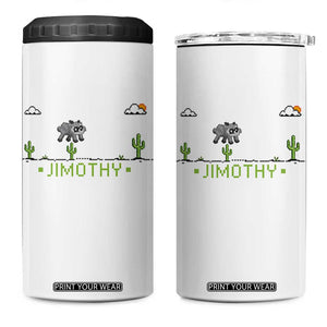 Funny Jimothy The Raccoon 4 in 1 Can Cooler Tumbler Pixel Art Retro Gaming Trash Panda Meme