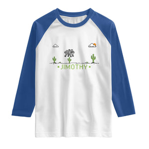 Funny Jimothy The Raccoon Raglan Shirt Pixel Art Retro Gaming Trash Panda Meme