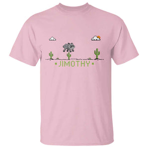 Funny Jimothy The Raccoon T Shirt Pixel Art Retro Gaming Trash Panda Meme