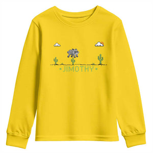 Funny Jimothy The Raccoon Youth Sweatshirt Pixel Art Retro Gaming Trash Panda Meme