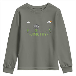 Funny Jimothy The Raccoon Youth Sweatshirt Pixel Art Retro Gaming Trash Panda Meme