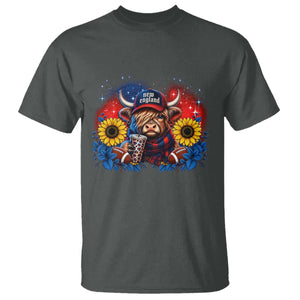 Cute Highland Cow Game Day T Shirt New England Sports Fan Gift TS12 Dark Heather Print Your Wear