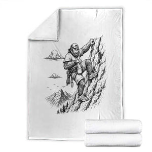 Funny Bigfoot Mountain Climber Throw Blanket Outdoor Hiking Adventure