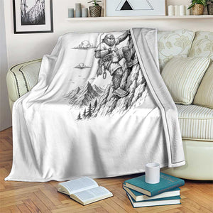 Funny Bigfoot Mountain Climber Throw Blanket Outdoor Hiking Adventure