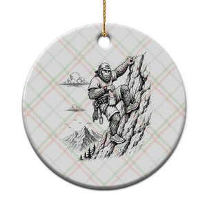 Funny Bigfoot Mountain Climber Ceramic Ornament Outdoor Hiking Adventure