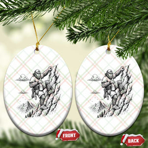 Funny Bigfoot Mountain Climber Ceramic Ornament Outdoor Hiking Adventure