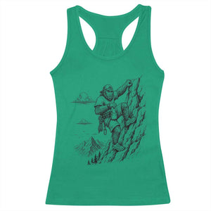 Funny Bigfoot Mountain Climber Racerback Tank Top Outdoor Hiking Adventure